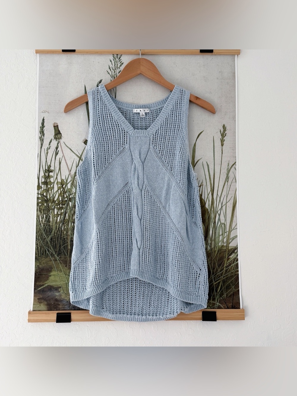 Cabi Cable Knit Sweater Tank Baby Blue